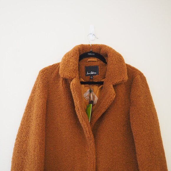 NWT Sam Edelman Cognac Brown Faux Fur Teddy Jacket sz xs - Picture 3 of 5